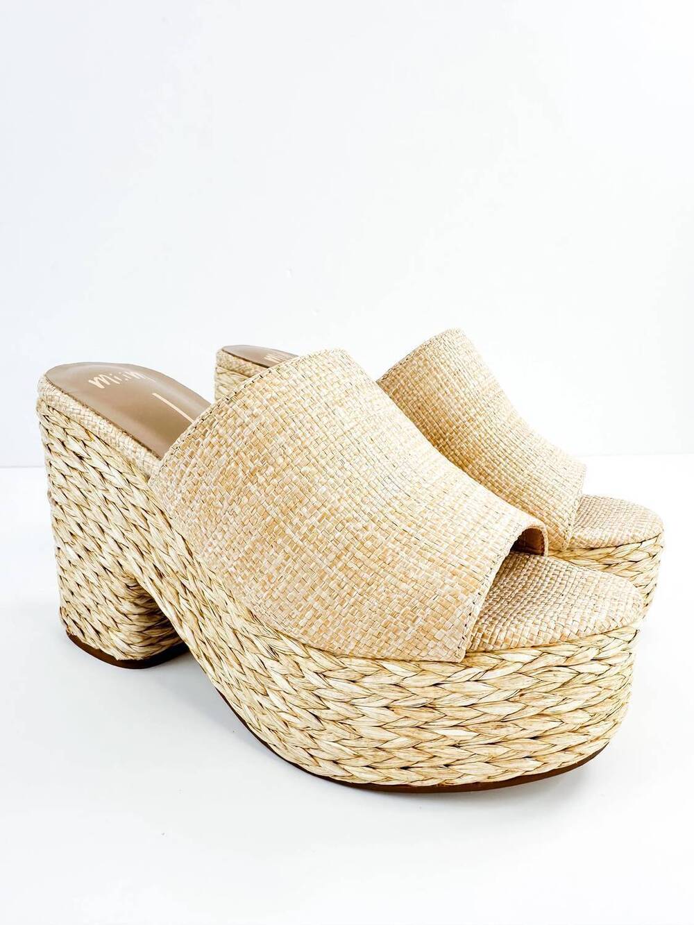 NEW MIRACLE MILES women's ashlyn raffia heel sandals in natural